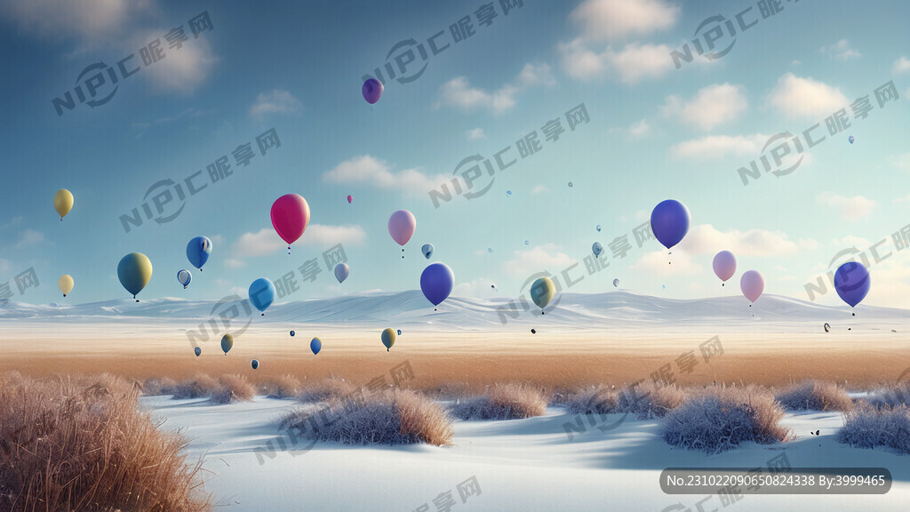 几个气球青春的气息天空草原雪远