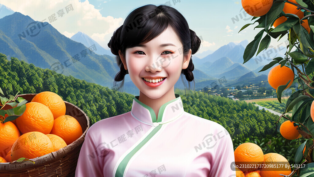 客家服饰 少女 瓜子脸 微笑 