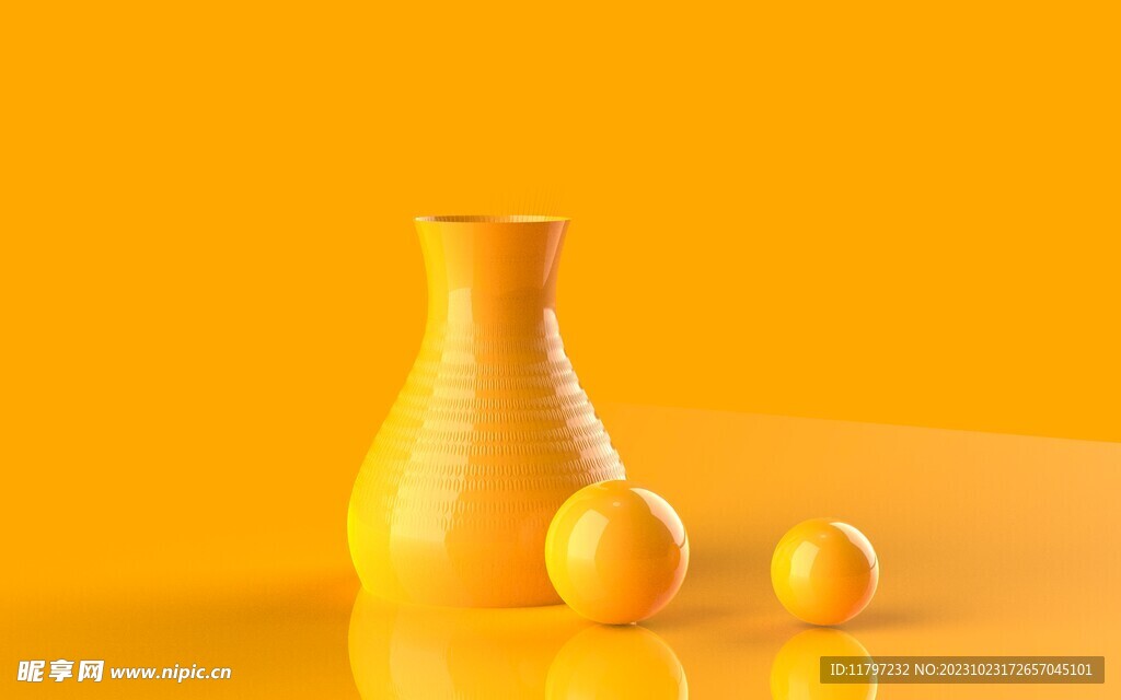 橙色 静物台 3D展台背景