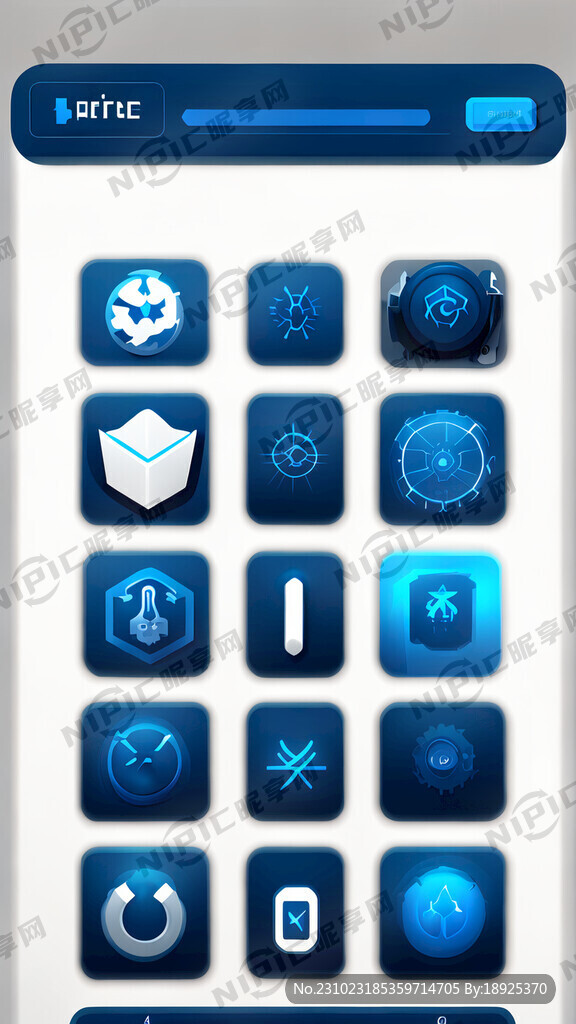 暗蓝色 白色 图标 界面