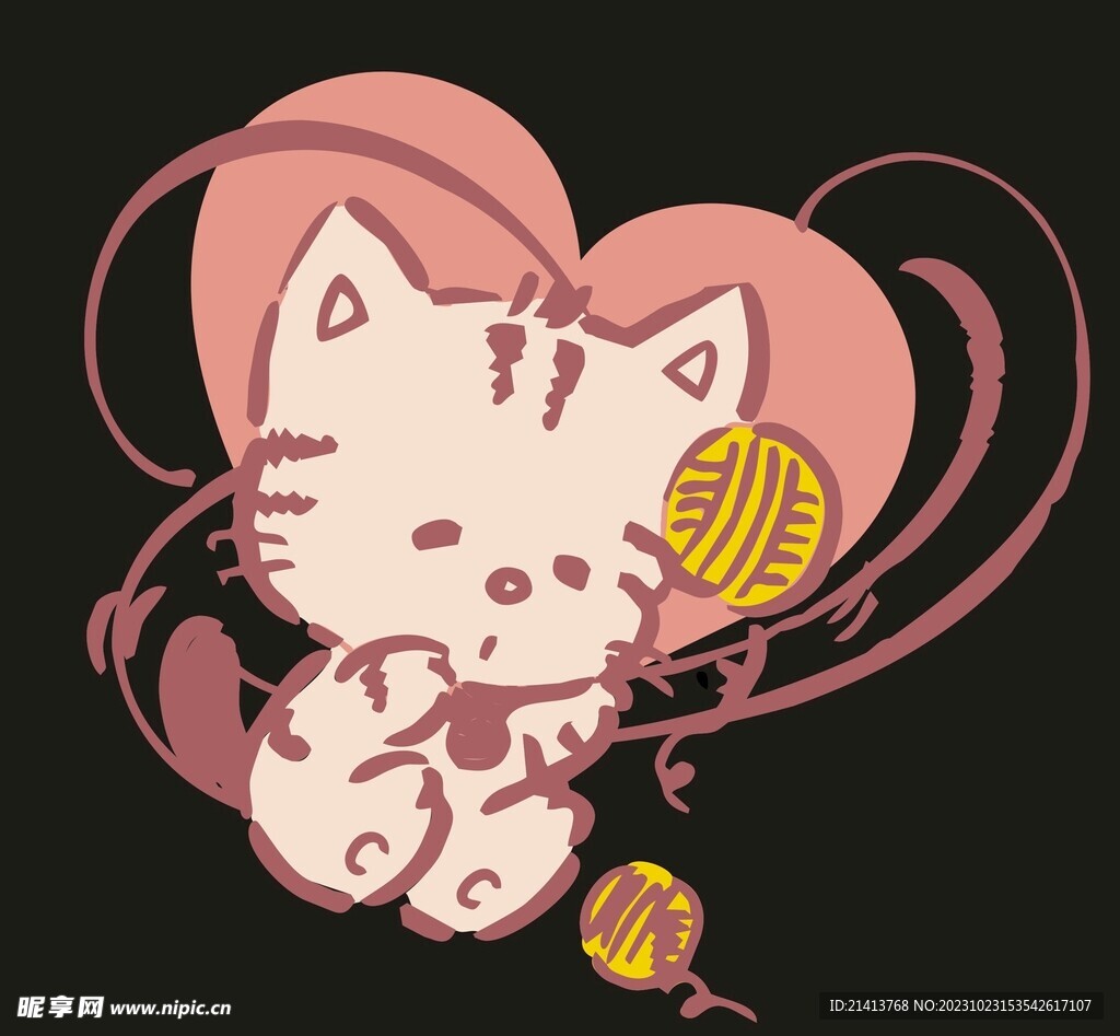 手绘卡通小猫 