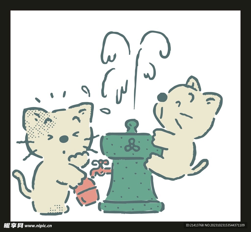 手绘卡通小猫 