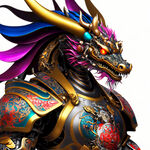生肖龙
人形机器人战士，金属科技，炫酷特效，黑色背景
