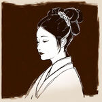 中式女人轮廓简笔画