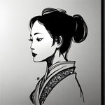 中式女人轮廓简笔画