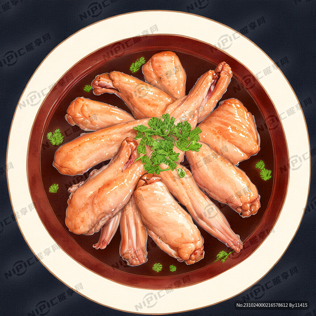 插画 超大铜锅 猪肚 鸡腿