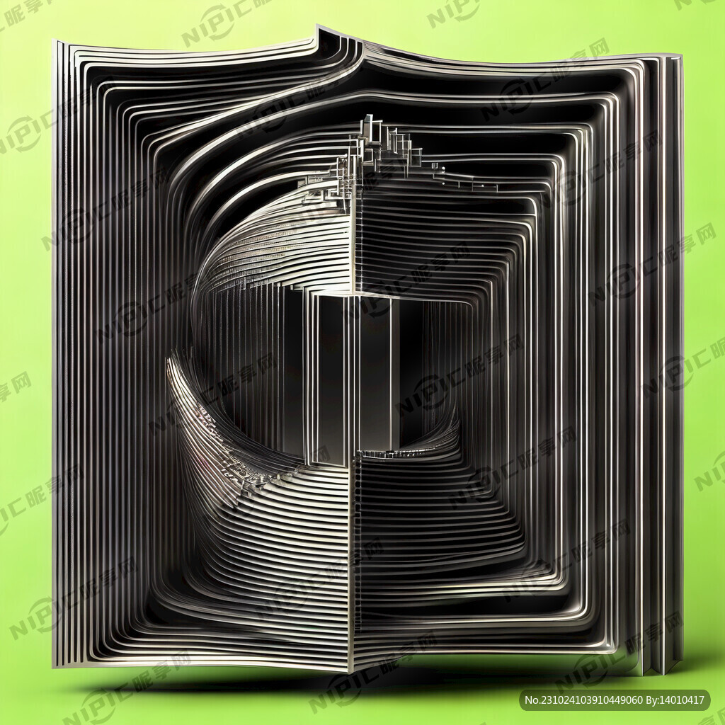 金属质感方块颗粒拼成曲线形状