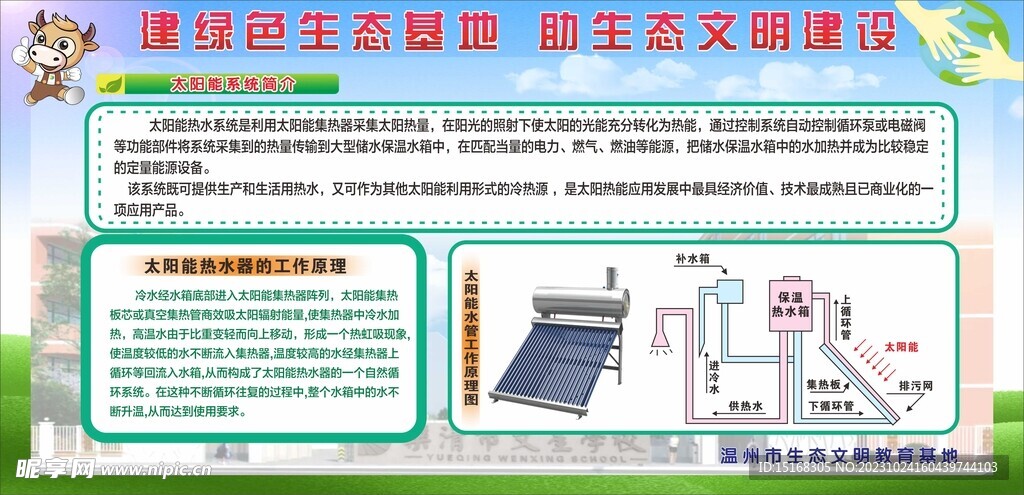 校园太阳能热水器介绍展板