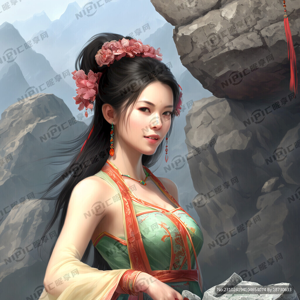 非常漂亮的女人 在搬石头。