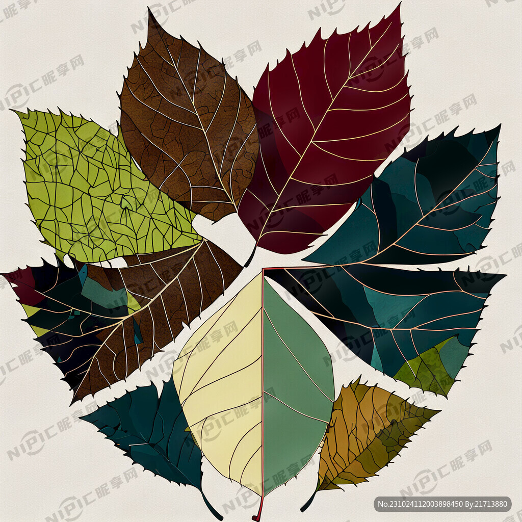 四周可拼接树叶线条