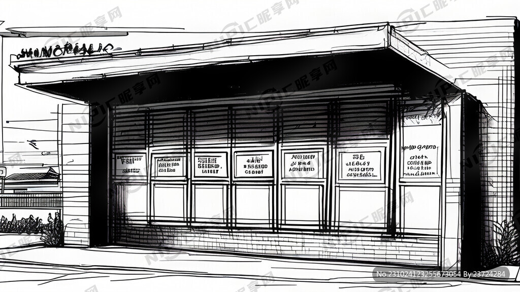 社区宣传栏设计 手绘图 线稿