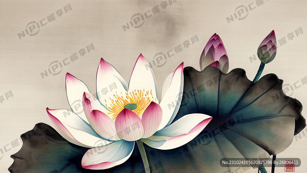 荷花古诗古画