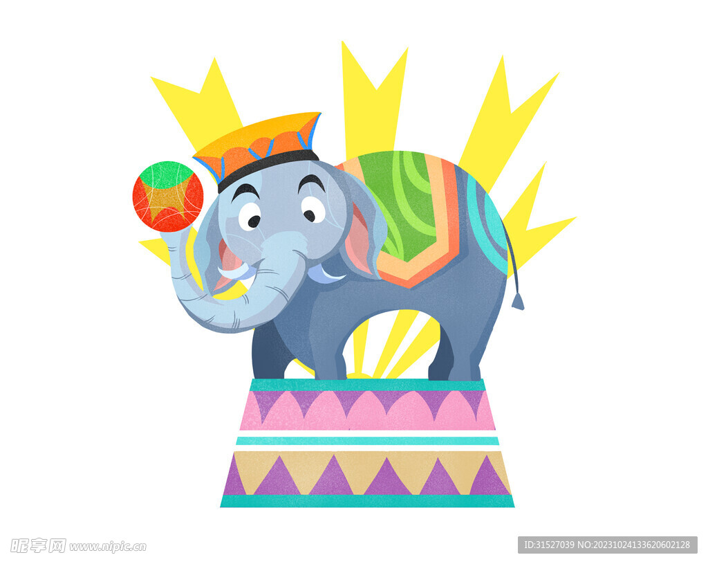 马戏团大象插画