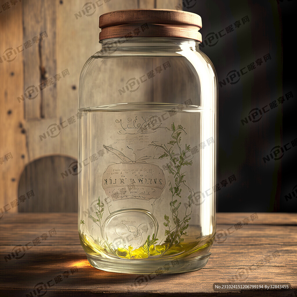 古朴泡酒的透明罐子