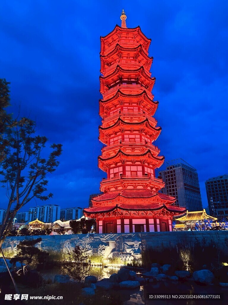 古风建筑美丽夜景