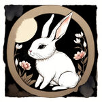 线描手绘国潮卡通兔子