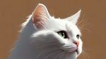 一只纯白色的猫头像，可爱些。侧脸，右侧可以大面积空白