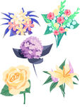 免扣扁平风花卉植物元素素材