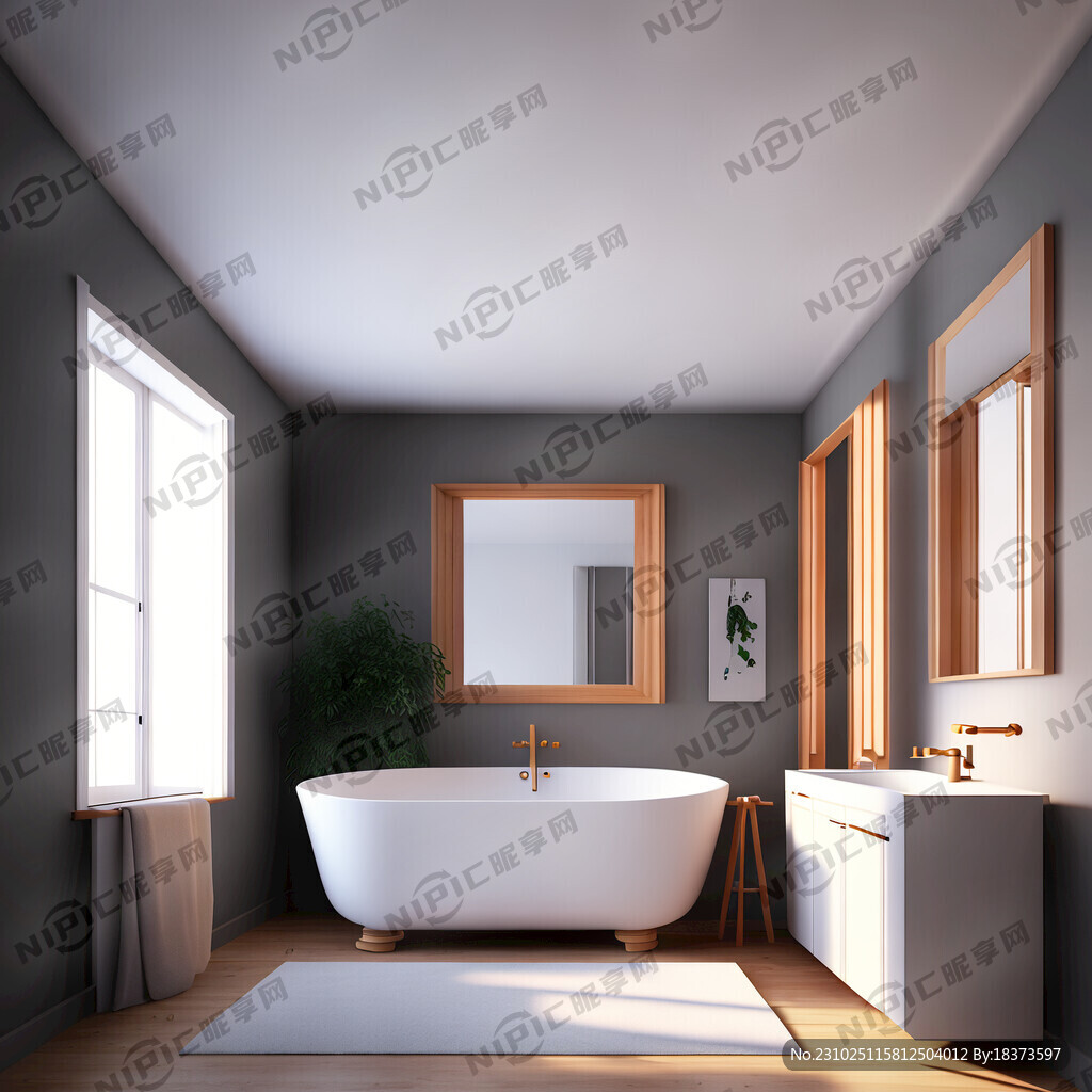 极简温暖3D浴室家居