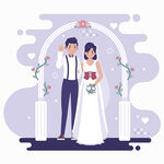 结婚卡通人物插画图片