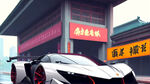 未来建筑赛博朋克风街道跑车炫酷