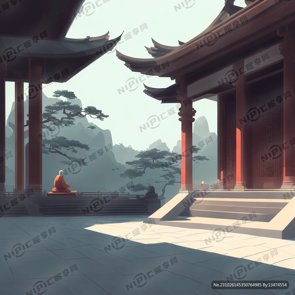 禅意 修行 寺庙 简约