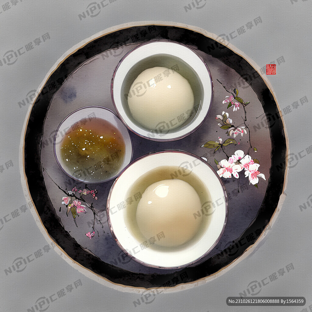 阖家团圆的汤圆 配色淡雅