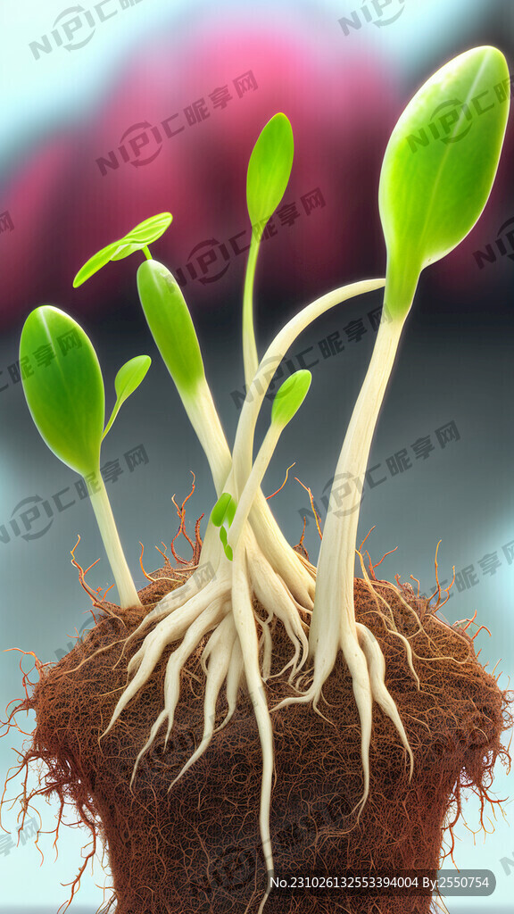 一株白色须根特别多的秧苗 健壮