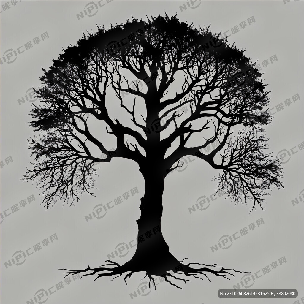 矢量没叶子的树干剪影