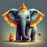 卡通大象，可爱，泰国，翅膀，艺术创意