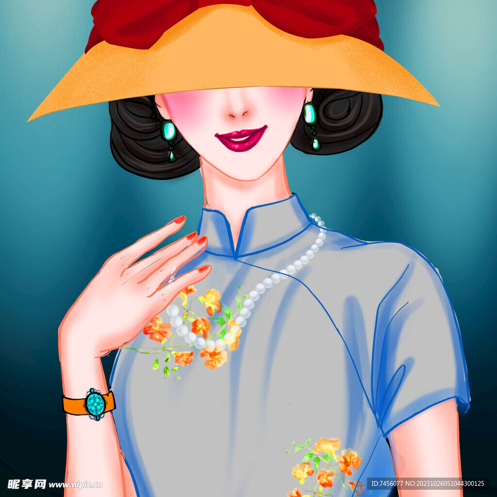 水彩美女时尚挂画装饰画