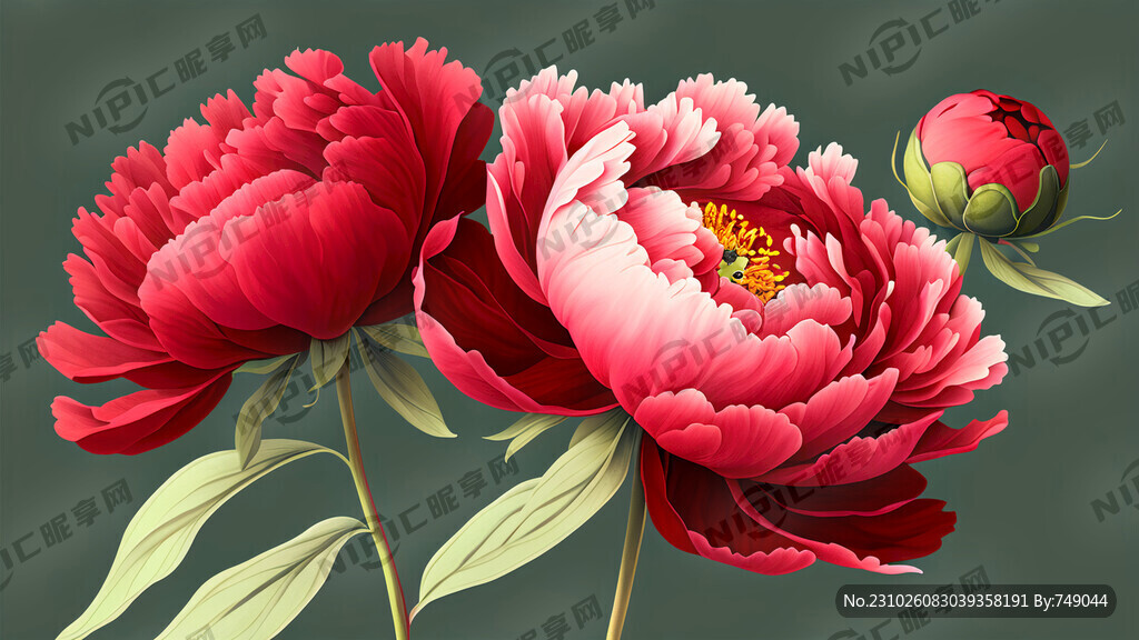 牡丹花 质感 红色花 大花瓣