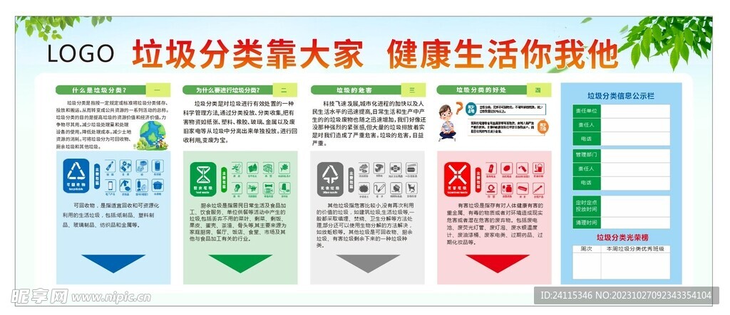 学校垃圾分类展板