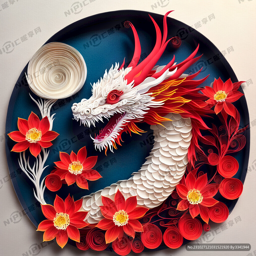 衍纸艺术 春节 可爱龙 龙 花