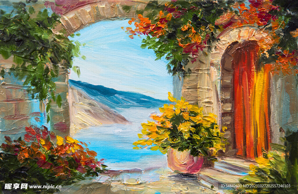 夏日 油画
