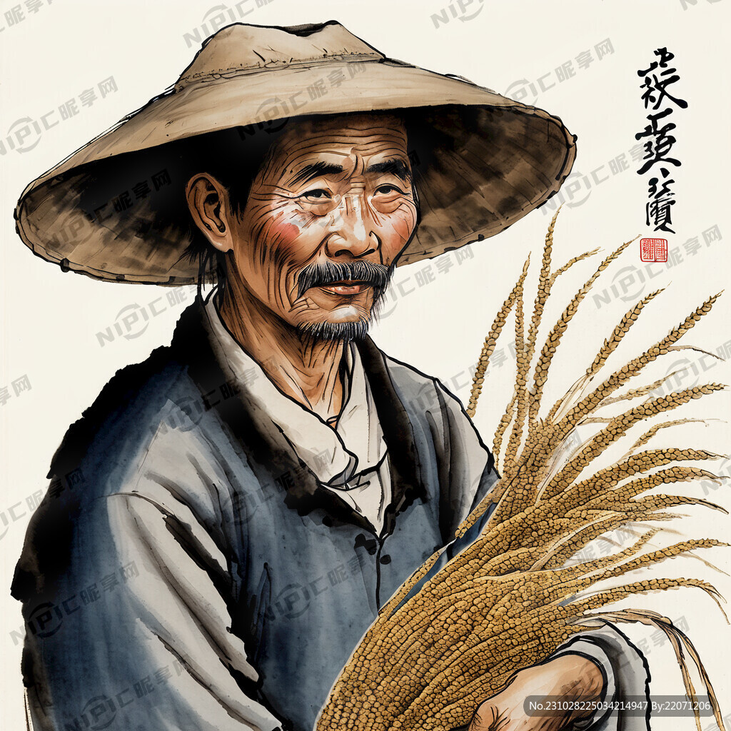 中国古代农民 手拿谷子