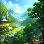 浮空岛生存别墅光伏家庭温馨，江郎山的美清漾的古，山林风景太空舱露营小精灵梦幻
