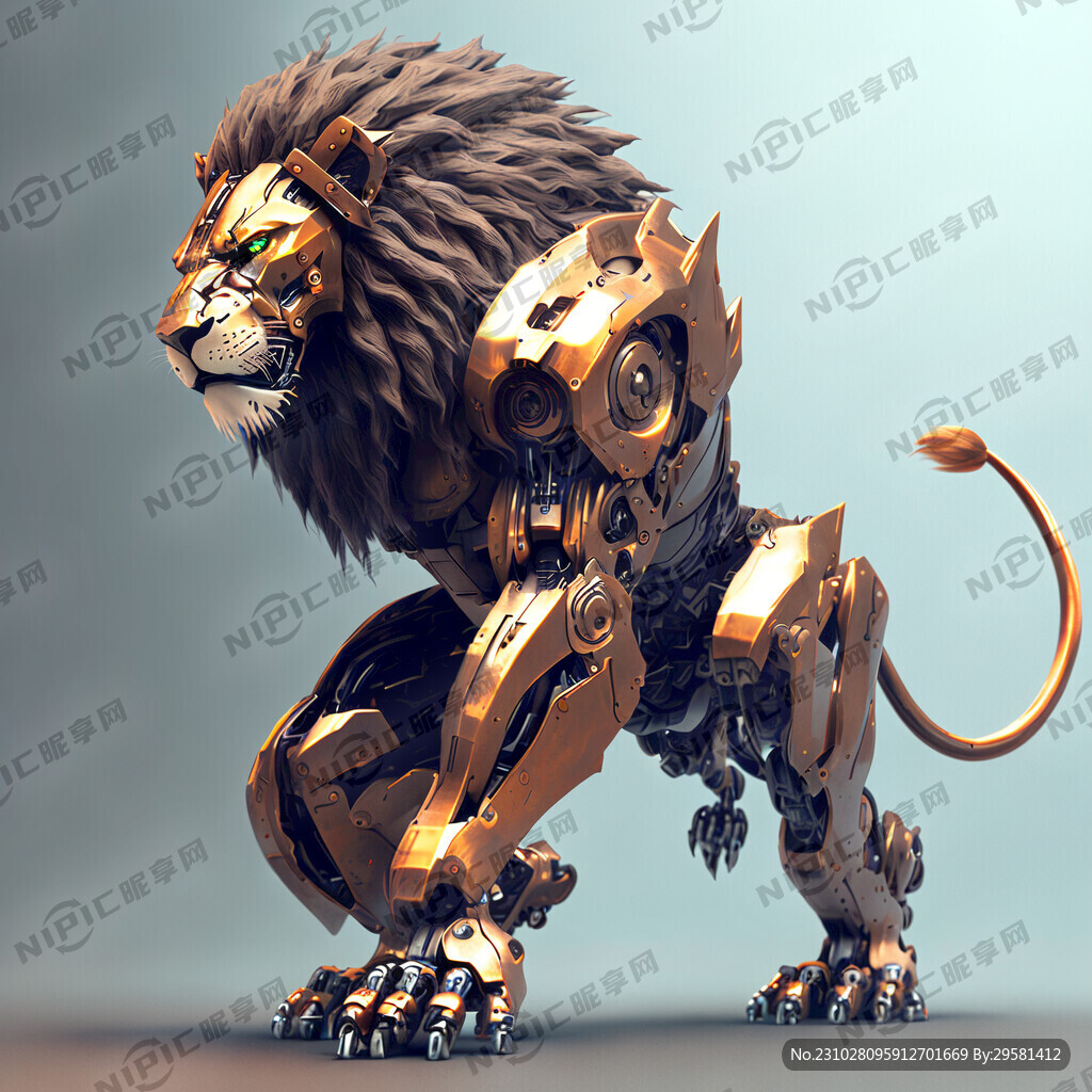 狮子人形机器人 金属科技