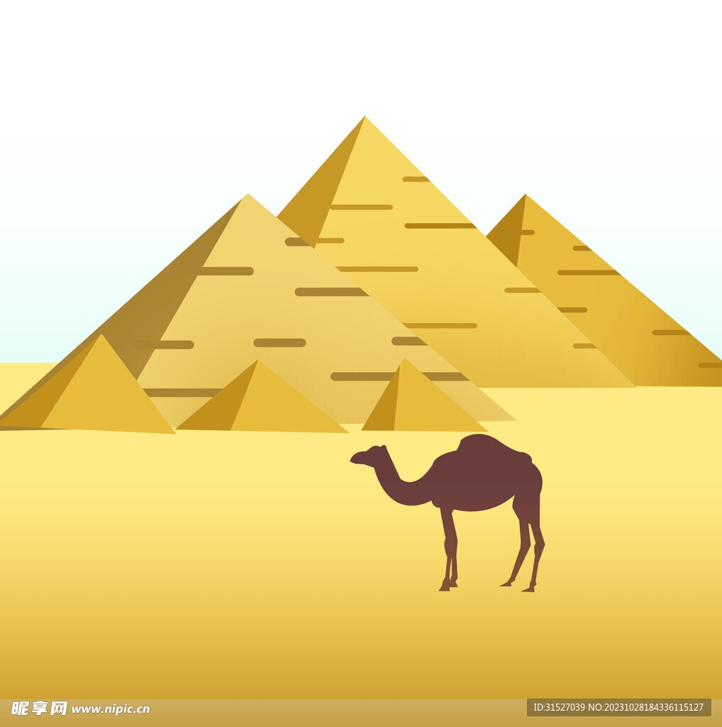 金字塔骆驼插画