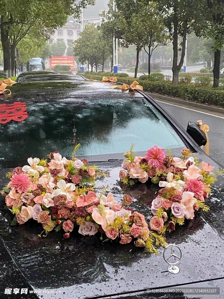 结婚车花装饰