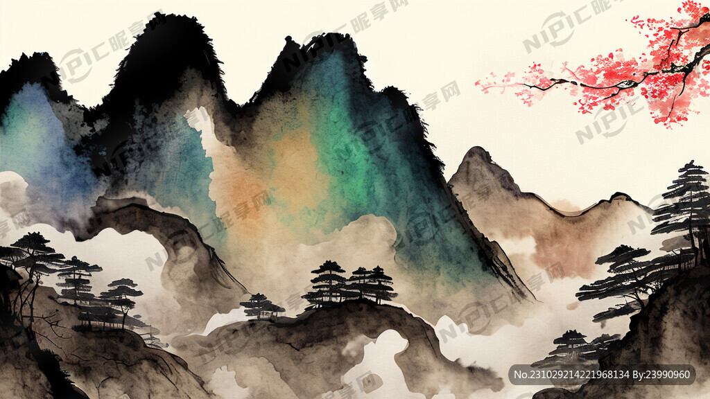 五大财神国潮背景