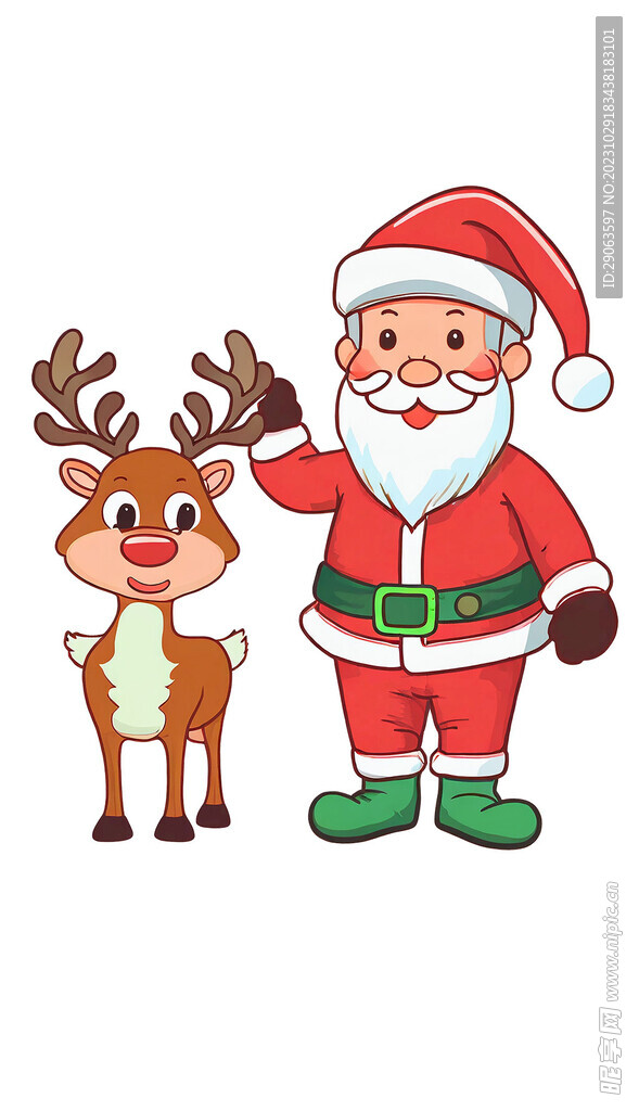 圣诞老人和鹿元素图
