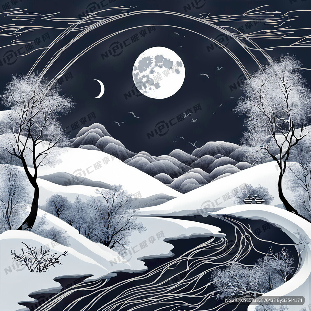 风花雪月线条画