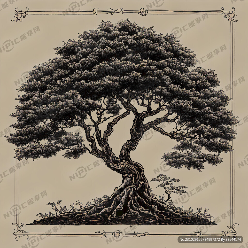 古树茶线条画