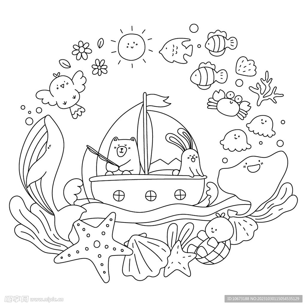 可爱描线图
