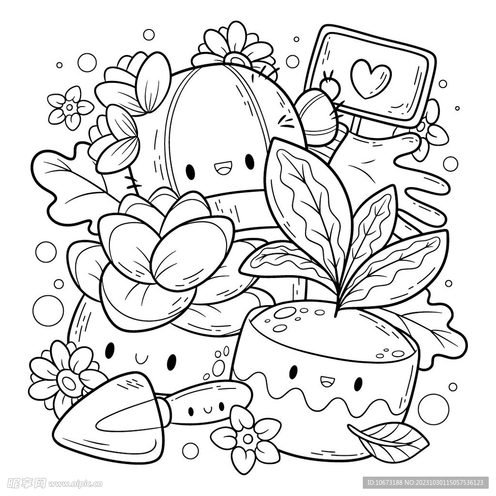 可爱描线图