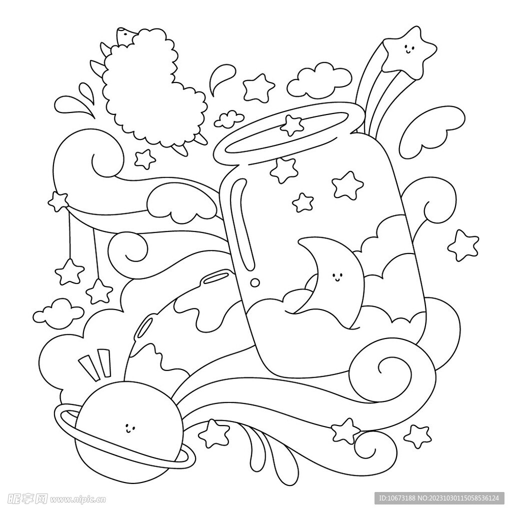 可爱描线图