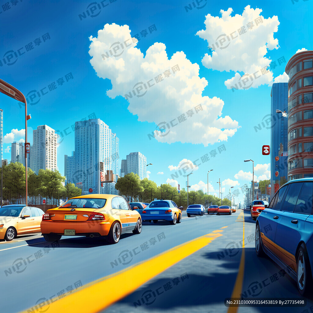 车辆年审 蓝天白云 汽车 城市