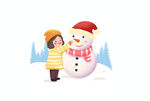 卡通手绘雪人