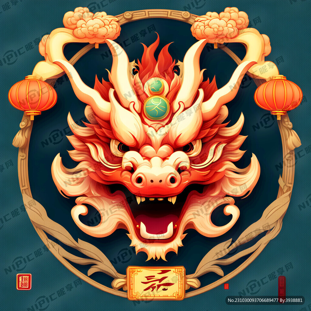卡通人新年龙头